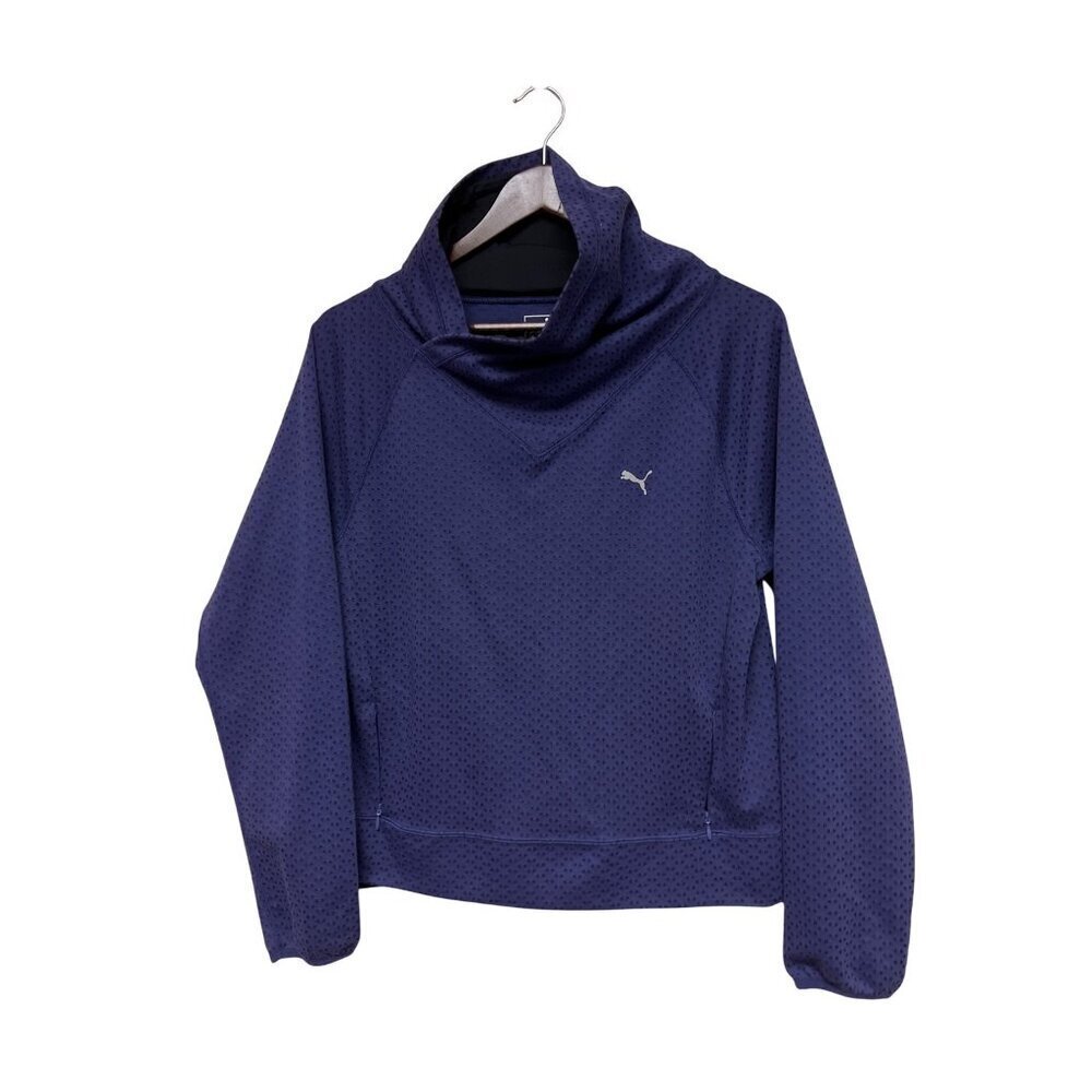 Puma Women's Mock Neck Pull Over Active Top Shirt Purple Geometric Size Large